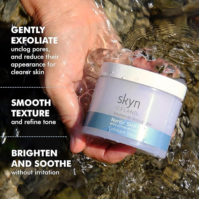 Skyn ICELAND Nordic Facial Peeling Pads With AHA and BHA. Exfoliating Toner for Breakout Prone