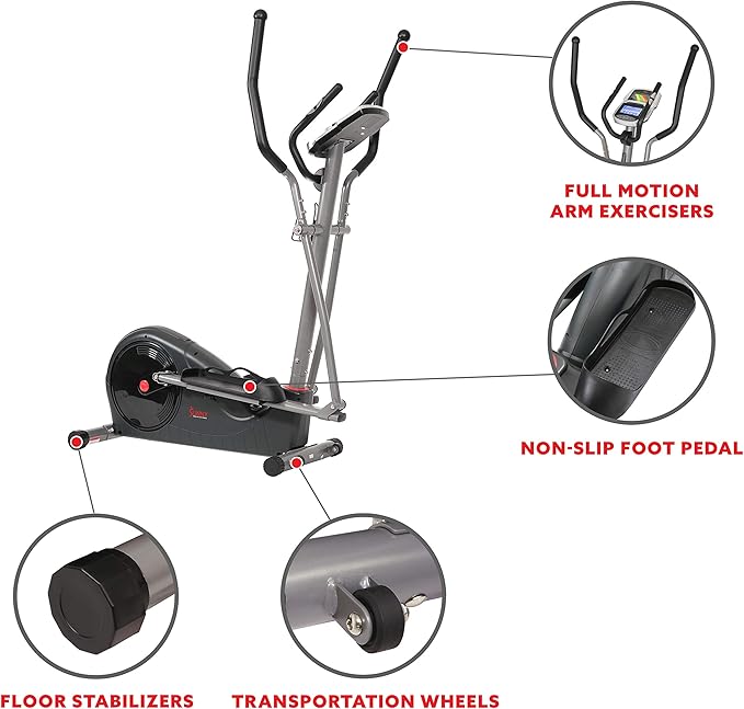 Sunny Health & Fitness Full Body Workout Elliptical Trainer with Digital Performance Monitor, Low