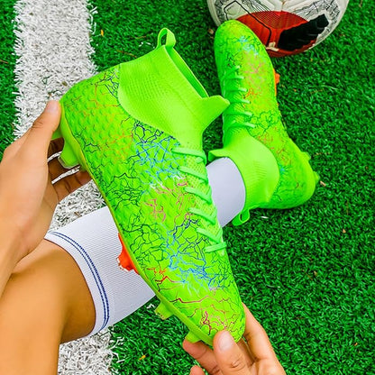 Men's Soccer Shoes High-Top Soccer Cleats Outdoor Breathable Athletic Professional Spikes Youth
