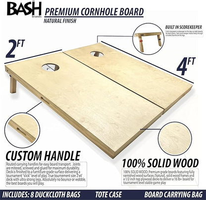 Regulation Solid Wood Cornhole Boards 2'x4' -Choose Between Commercial Grade No Bounce (Cherry