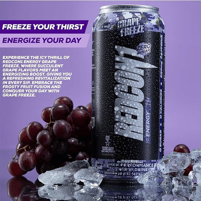 REDCON1 Energy High Performance Drink, Grape Freeze - Zero Sugar Energy Drink with Alpha GPC