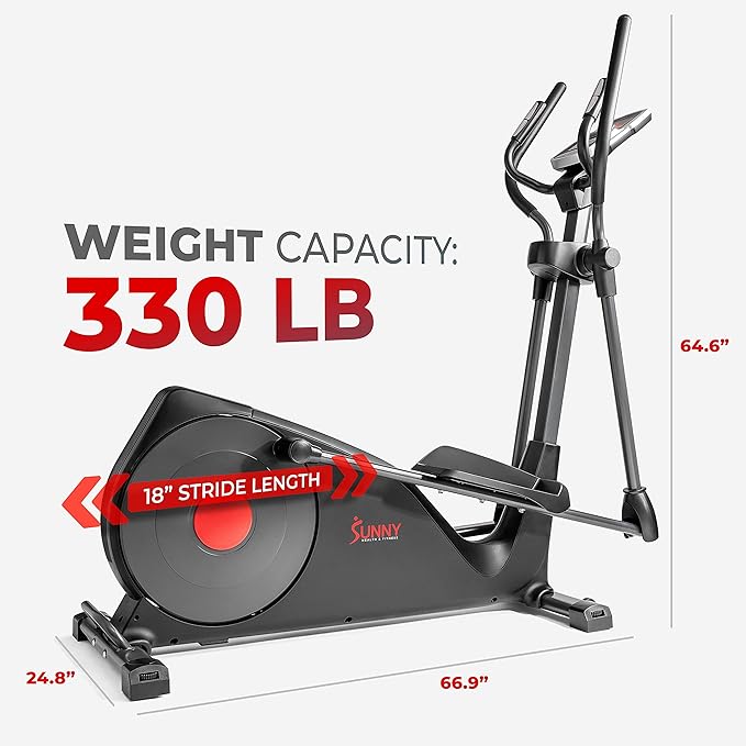 Sunny Health & Fitness Full Body Workout Elliptical Trainer with Digital Performance Monitor, Low