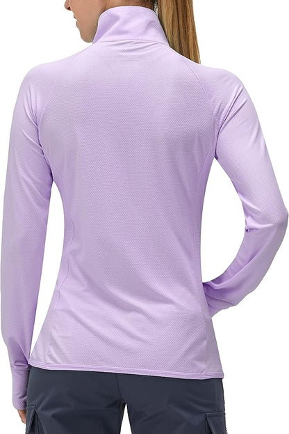 Women's UPF 50+ UV Sun Protection Clothing Long Sleeve Athletic Hiking Shirts Lightweight SPF Zip