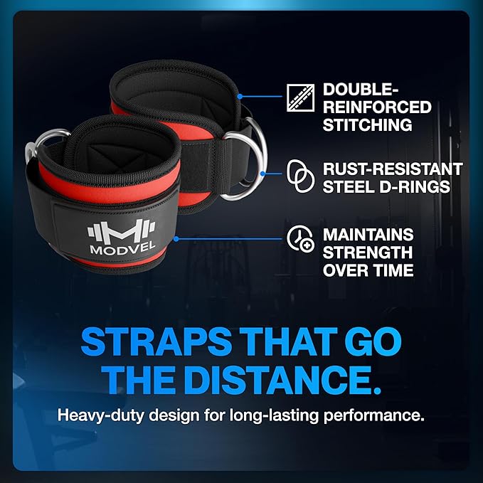 Modvel Gym Ankle Strap for Cable Machines ??Glute & Leg Kickback Ankle Straps for Gym Workouts