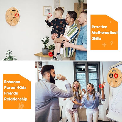 Hook Game Ring Toss for Adults & Kids, Wooden Board Dart Wall Game, Outdoor Indoor Games for Family