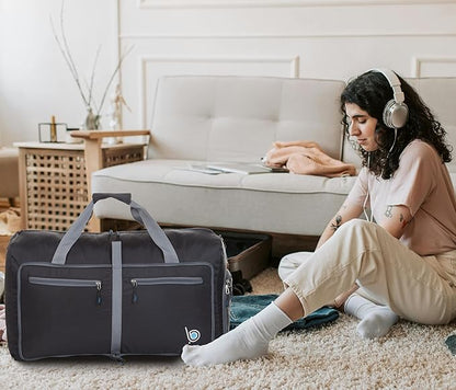 Bago Foldable Duffel Bags for Traveling Women & Men - 60L Medium Packable Duffle Bag for Travel