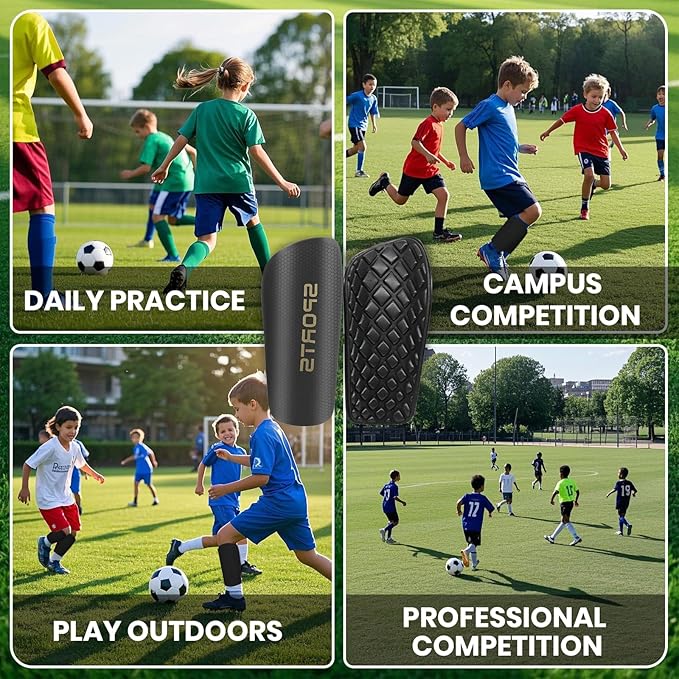 Shin Guards Soccer Kids 2025 Version High-Density Foam Soccer Shin Guard with Sleeves Shin