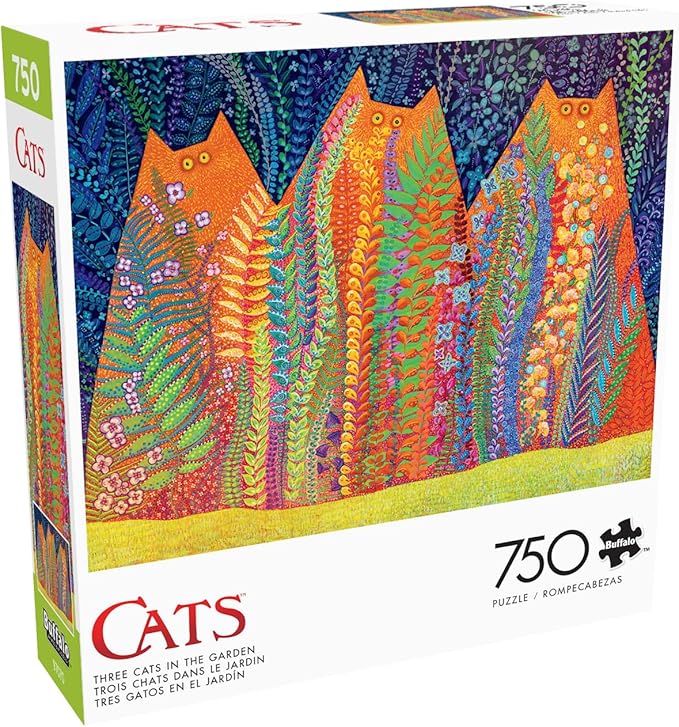 Buffalo Games - Kathryn Kramer Waters - Three Cats in The Garden - 750 Piece Jigsaw Puzzle for