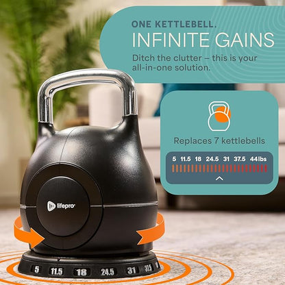 Lifepro Adjustable Kettlebell - 7in1 Kettlebells Weight with Quick-Select Dial & Safety Lock