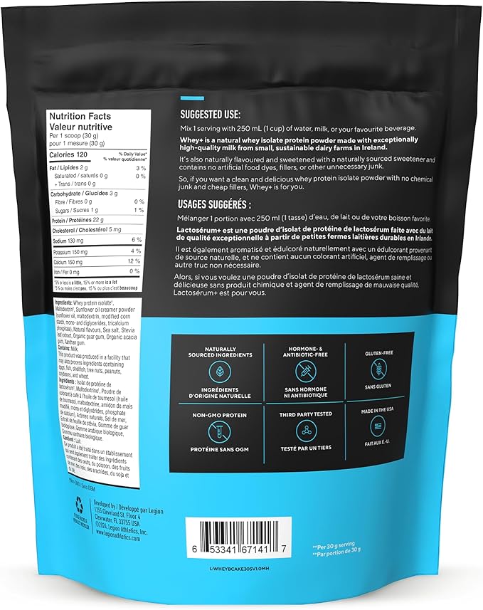 LEGION Whey+ Protein Whey Isolate from Grass Fed Cows - Whey Protein Isolate Powder Low Calorie
