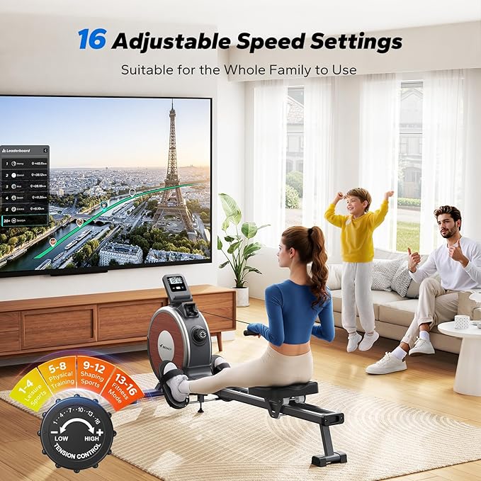 MERACH Rowing Machines for Home, Magnetic Rowing Machine with 16 Levels, Rower Machine of Quiet