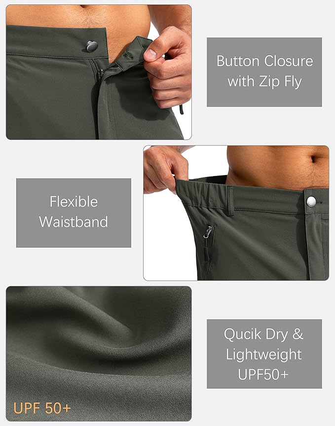 Pudolla Men's Hiking Cargo Shorts 9" Lightweight Outdoor Work Shorts for Men Travel Golf Camping