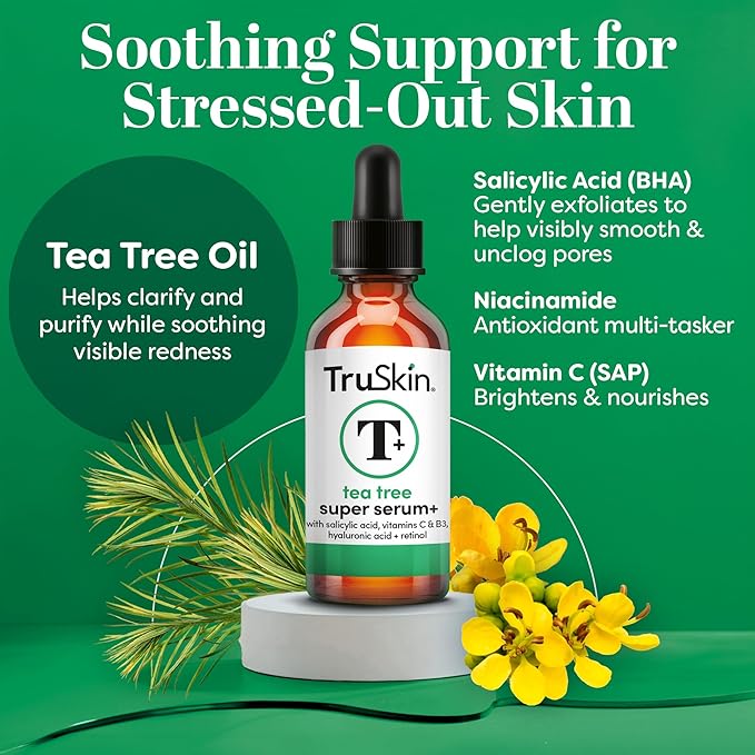 TruSkin Tea Tree Oil Acne Treatment for Face – Acne Serum – Improve the Appearance of Pores, Skin