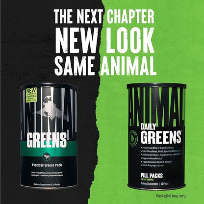 Animal Daily Greens Pill Packs - Kale, Wheat Grass, Alfalfa & More - Convenient Prebiotic and