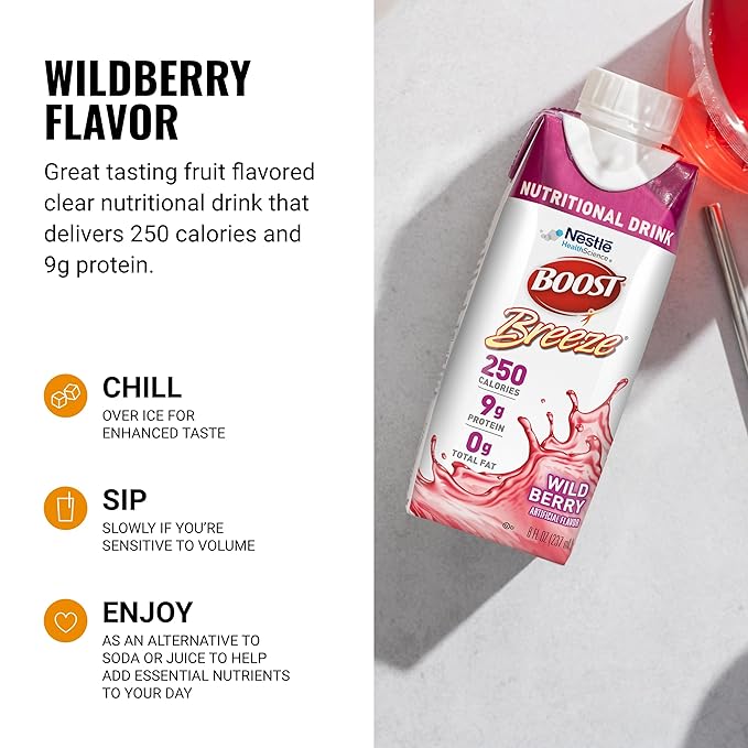 BOOST Breeze Clear Nutritional Drink - 250 Calories - 19 Vitamins & Minerals - 9 g Protein
