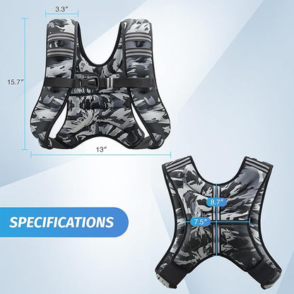 ZELUS Weighted Vest, 6lb/8lb/12lb/16lb/20lb/25lb/30lb Weight Vest with Reflective Stripe for