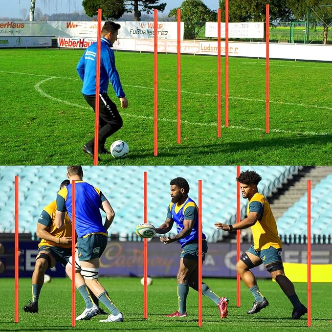 TOBWOLF 6PCS 6FT Adjustable Soccer Agility Training Poles, Detachable Sports Training Speed Sticks