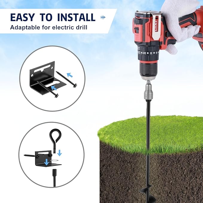 MIXXIDEA 24 in Mobile Home Anchors, Metal Ground Anchor Screw in, Heavy-Duty Earth Anchors with