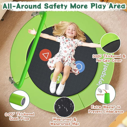 3FT Toddler Trampoline with Adjustable Handlebar, 36" Foldable & Spring-Free, Mini Kids Indoor