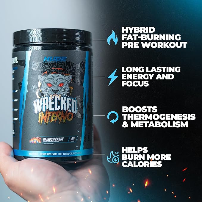 Wrecked Inferno - Thermogenic Pre Workout For Men & Women, Increase Energy, Boost Thermogenesis &