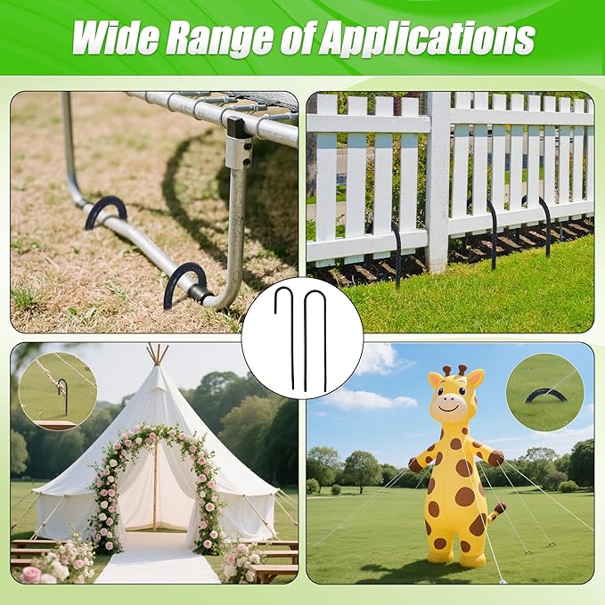 Anothera 8 Pack Heavy Duty Trampoline Stakes, 12 Inches Trampoline Anchors High Wind, Heavy Duty U