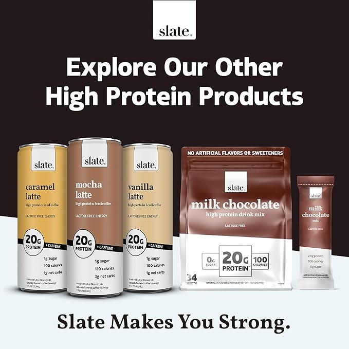 Slate Milk - High Protein Milk Shake - Core Variety Pack - Classic Chocolate, Dark Chocolate