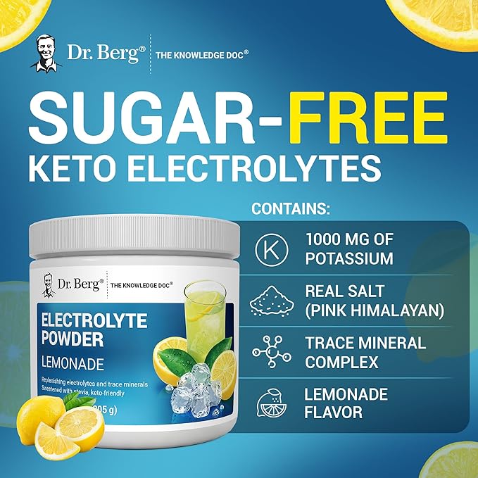 Dr. Berg Zero Sugar Hydration Keto Electrolyte Powder - Enhanced w/ 1000 mg of Potassium & Real