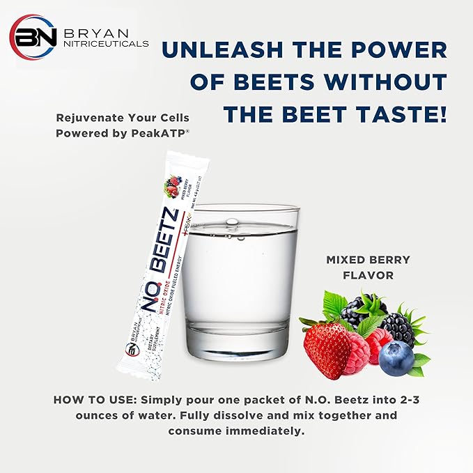 N.O. Beetz Nitric Oxide Fueled Energy Boost Supplement, Hydration & Cellular Energy Production