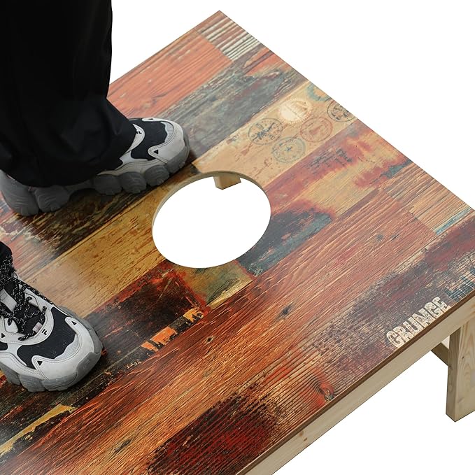Solid Wood Premium Corn Hole Outdoor Game Set, 2 Regulation and Waterproof Cornhole Game Boards