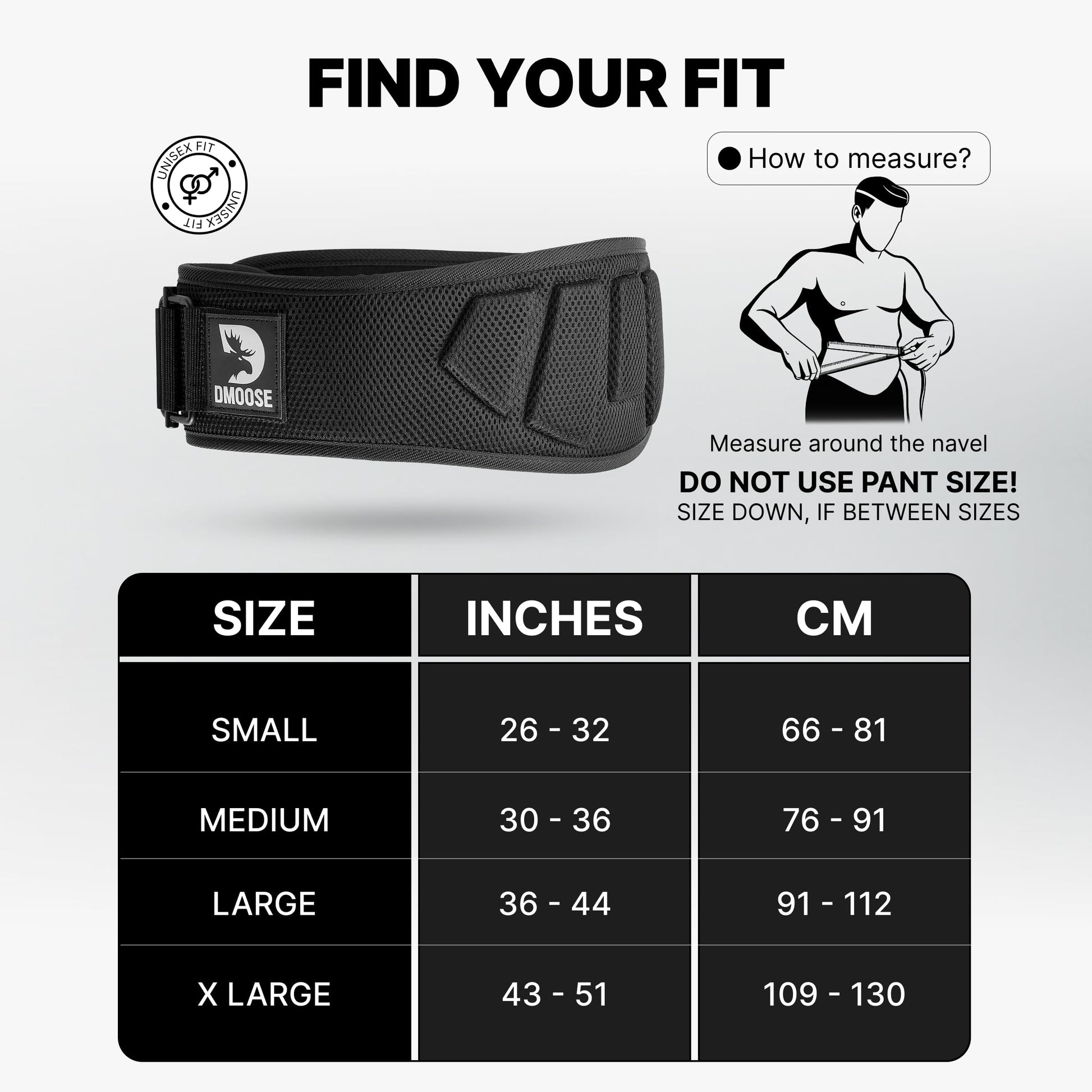 DMoose Fitness Weight Lifting Belt for Squats, Deadlift & Intense Workout - 6" Adjustable Fit Auto