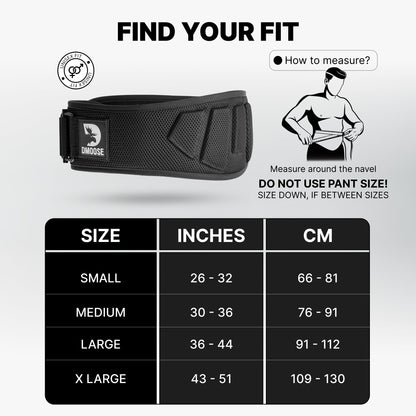 DMoose Fitness Weight Lifting Belt for Squats, Deadlift & Intense Workout - 6" Adjustable Fit Auto