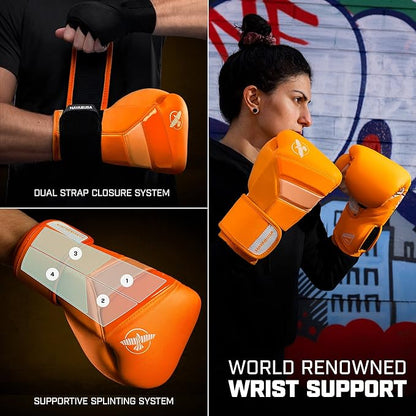 Hayabusa T3 Boxing Gloves for Men and Women Wrist and Knuckle Protection, Dual-X Hook and Loop