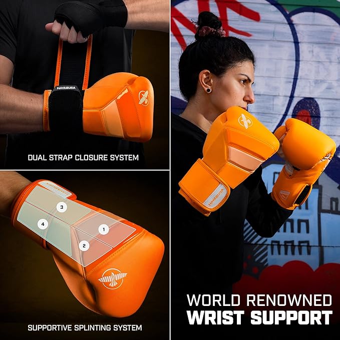 Hayabusa T3 Boxing Gloves for Men and Women Wrist and Knuckle Protection, Dual-X Hook and Loop
