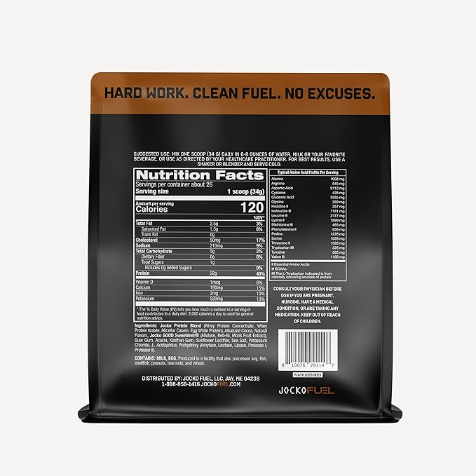 Jocko Fuel Mölk Whey Protein Powder 22g Protein - Low Sugar Monk Fruit Blend - Muscle Recovery &