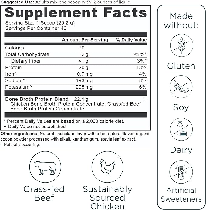 Ancient Nutrition Grass Fed, Cage Free, Bone Broth Protein Powder, 20g Protein, Hydrolyzed Collagen