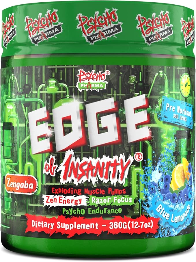 Psycho Pharma Strongest High Stim Preworkout Powder - Edge of Insanity - Most Intense Pre Workout