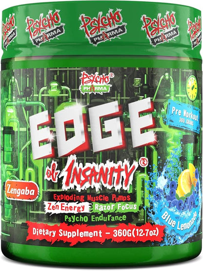 Psycho Pharma Strongest High Stim Preworkout Powder - Edge of Insanity - Most Intense Pre Workout