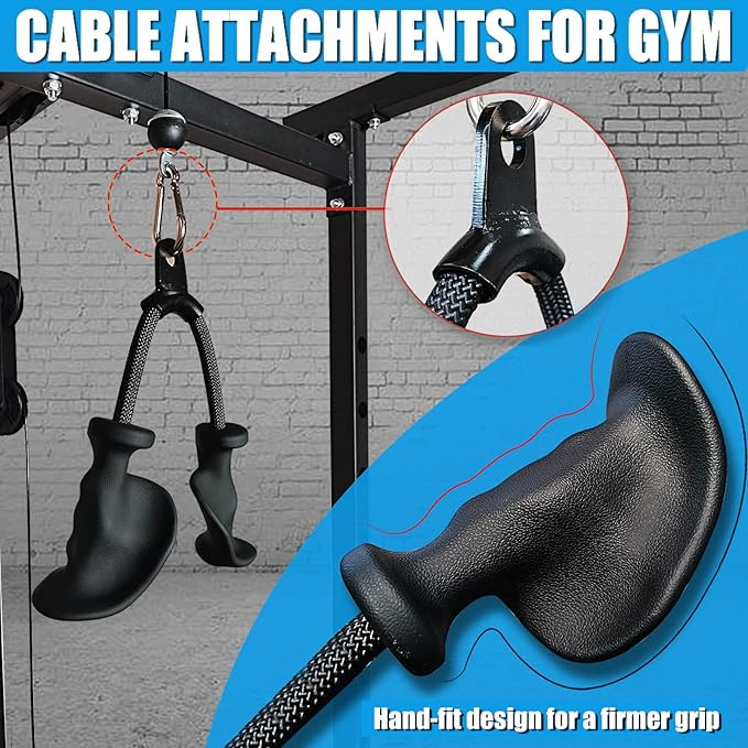 Ergonomic Tricep Rope Pulldown Attachments, Upgraded 27 32 40 & 47 Inch Extra Long Triceps Rope