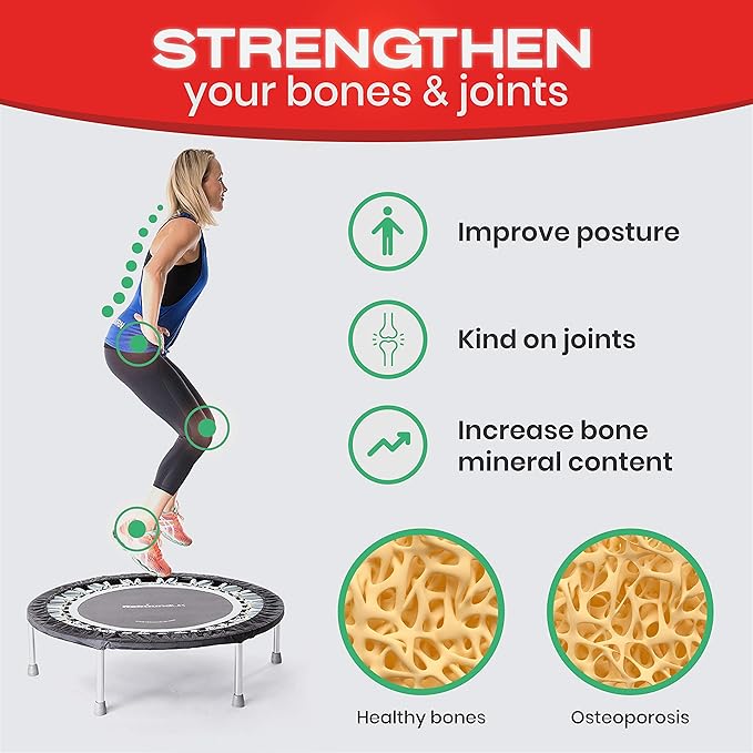 Maximus Pro Home Gym Rebounder Mini Trampoline 40'' + Handle Bar | Includes Workouts Online + DVD's