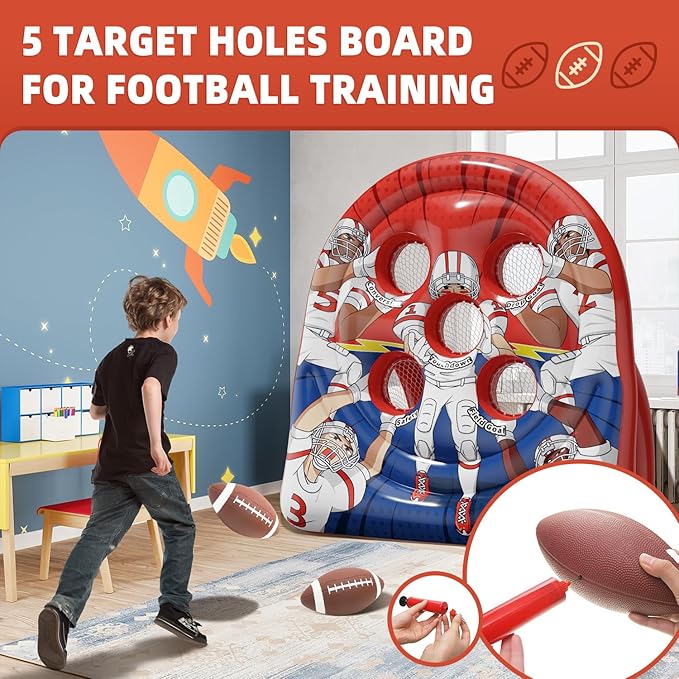 6Ft Football Target Toss Game - Inflatable Football Throwing Target Toy for Kids - Carnival Party