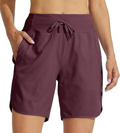 Willit Women's 7" Athletic Running Shorts Long Workout Hiking Shorts Quick Dry High Waisted Active
