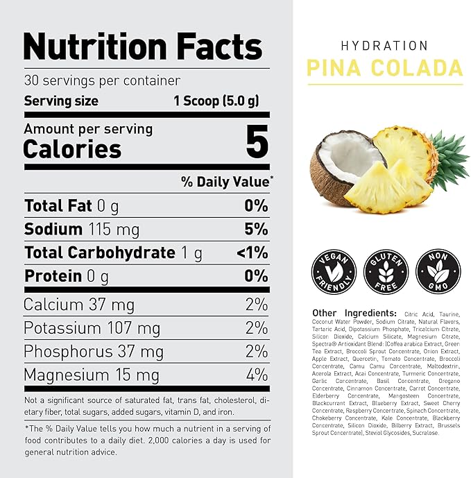 Kaged Electrolyte Hydration Powder | Hydracharge Pina Colada | Sports Drink for Men and Women |