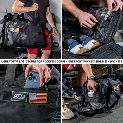 Serious Steel Fitness Gym Bag With Moveable & Removable Dividers Made from 1000D Nylon (Utility