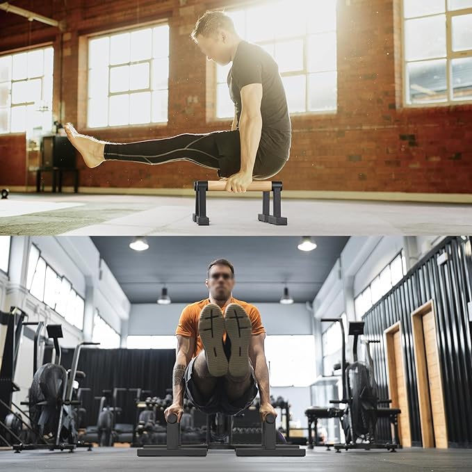1 Pair Wooden Parallettes Push Up Bars for Men, Strength Training Pushup Stands Handles for Home