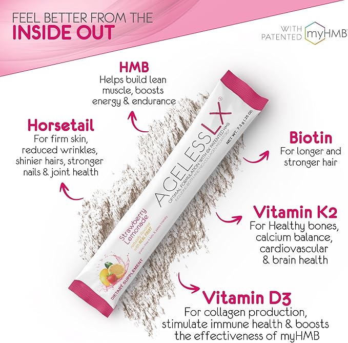 Powder Supplement for Women - with HMB Collagen Enhancer Plus Vitamin D3 with K2, Horsetail and