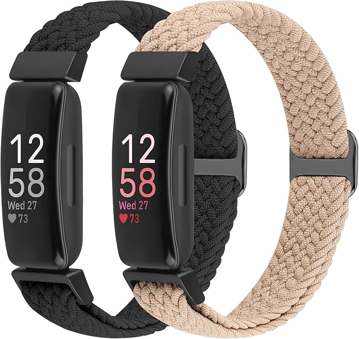 Elastic Braided Watch Band Compatible with Fitbit Inspire 3/Inspire 2/Inspire/Inspire HR/Fitbit ace