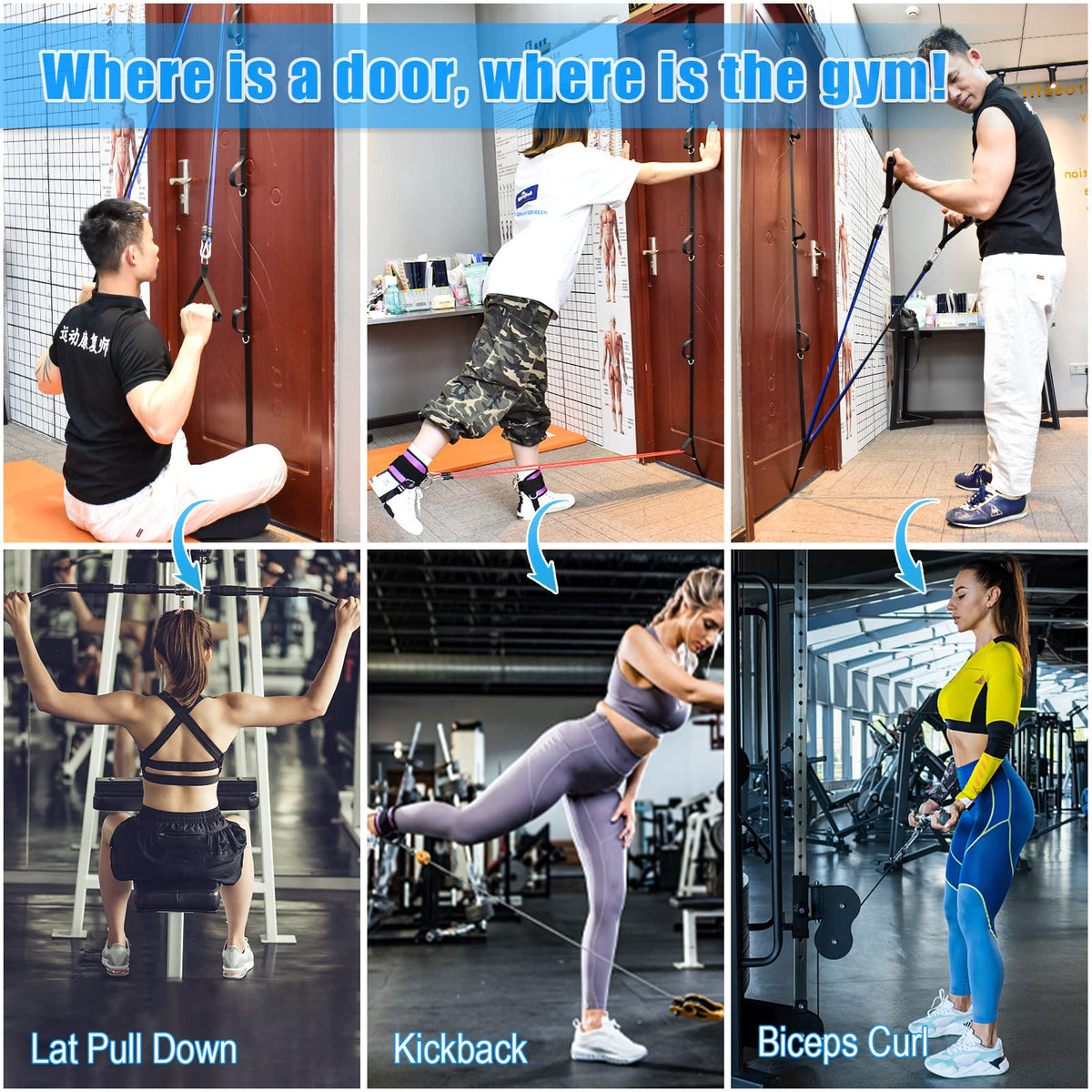 Brebebe Upgrade Door Anchor Strap for Resistance Bands Exercise, Multi Points Anchor Straps with 7