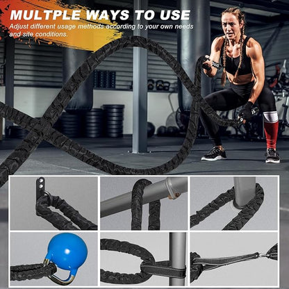 Battle Rope Workout Equipment 1.5 Inch Diameter 30FT Exercise Heavy Weighted Diameter Battle Rope