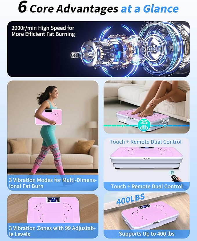 Shake Plate Vibration Exercise Machine for Lymphatic Drainage Massager & Weight Loss, 400 lbs