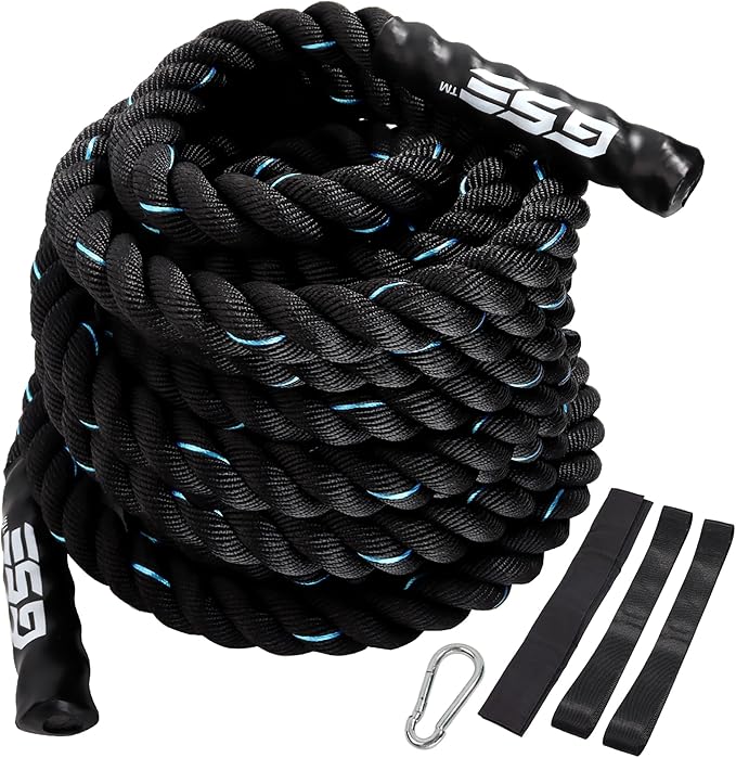 GSE Games & Sports Expert Gym Battle Rope, Heavy-Duty Workout Ropes for Indoor & Outdoor Workout